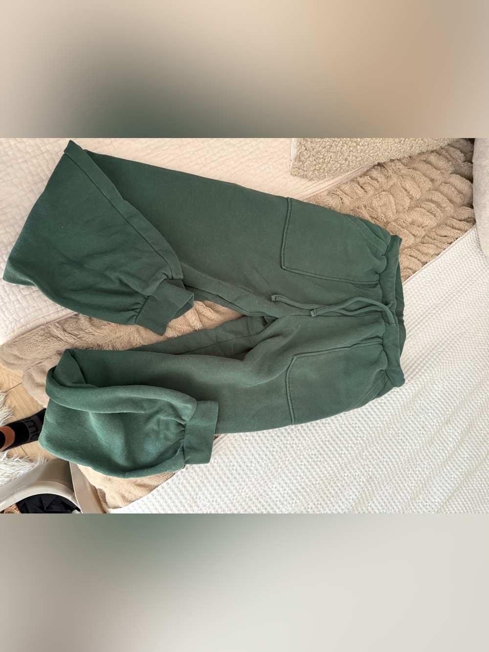 Women’s Forest Green Fleece Jogger Sweatpants with Drawstring Waist